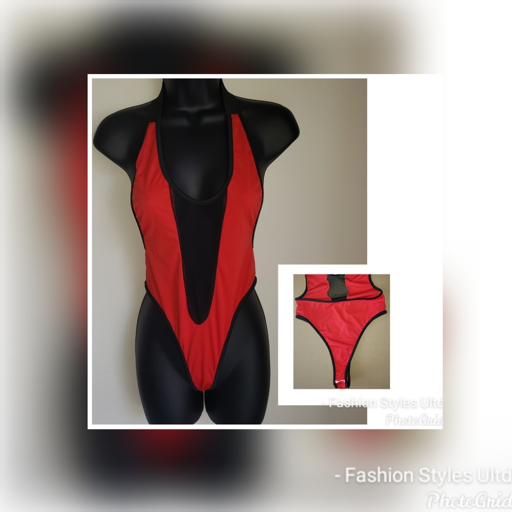 Red deep bodysuit/ bathing suit
